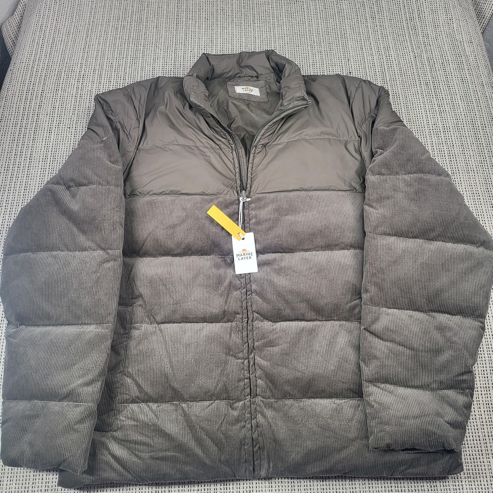Marine‎ Layer Jacket Mens XL Brown Corduroy Miles Puffer Down Insulated Outdoor